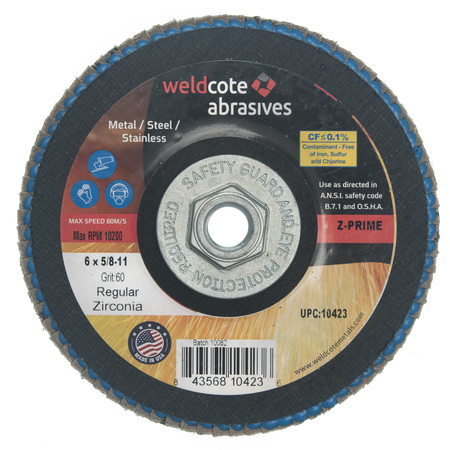 WELDCOTE Flap Disc 6 X 5/8-11 Z-Prime Reg 60G 10423